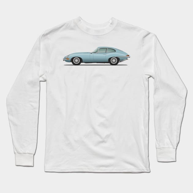 Jaguar E Type Fixed Head Coupe Silver Blue Long Sleeve T-Shirt by SteveHClark